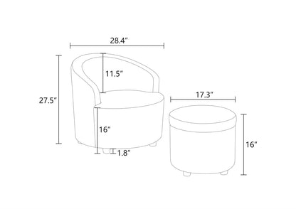 US Local Sofa Stool Set With Storage Function, Grey-White Breathable Sackcloth