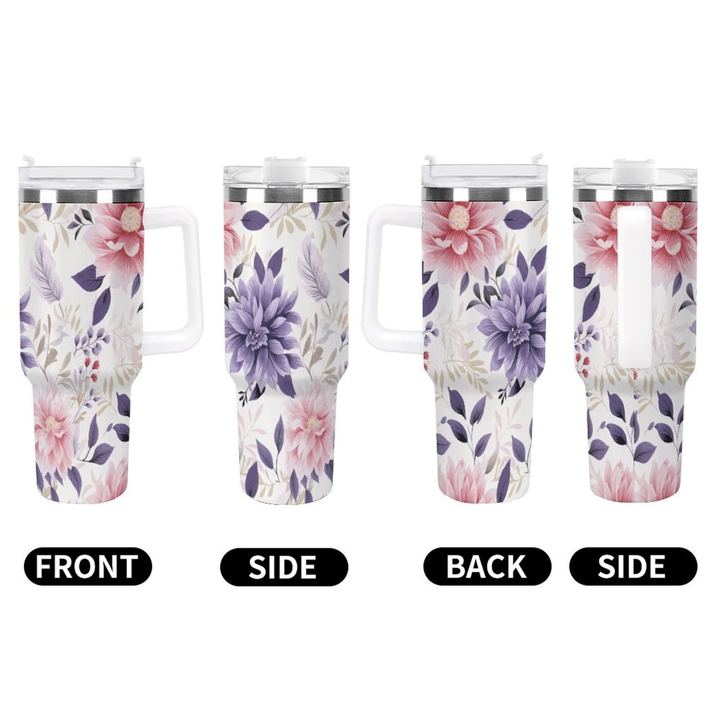PHDT00434 POD US Local Tumbler 40 oz Large Capacity Car Cup Plain, Chinoiserie, Flower
