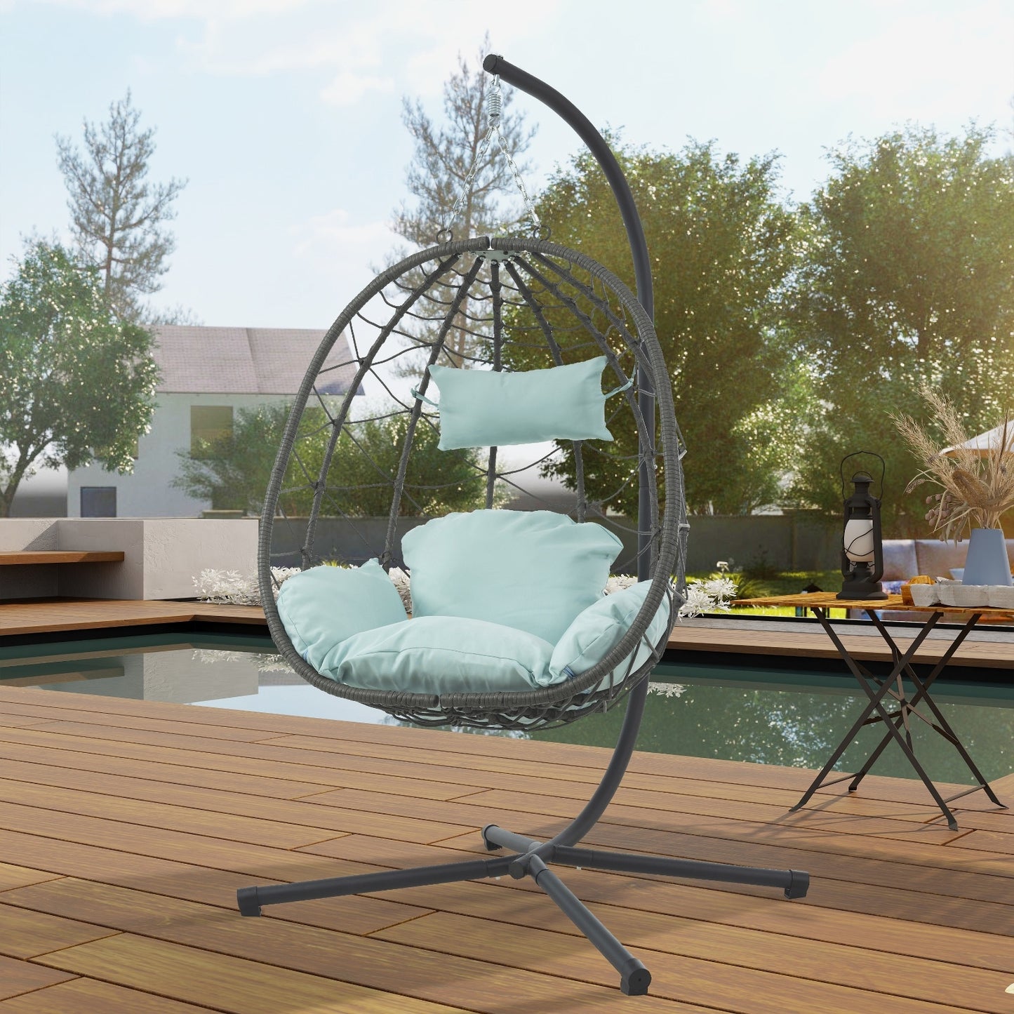 US Local Egg Chair With Stand Indoor Outdoor Swing Chair Patio Wicker Hanging Egg Chair Hanging Basket Chair