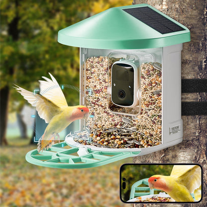 US Local Smart Bird Feeder With Camera 2K HD AI Identify Bird Species Solar-Powered