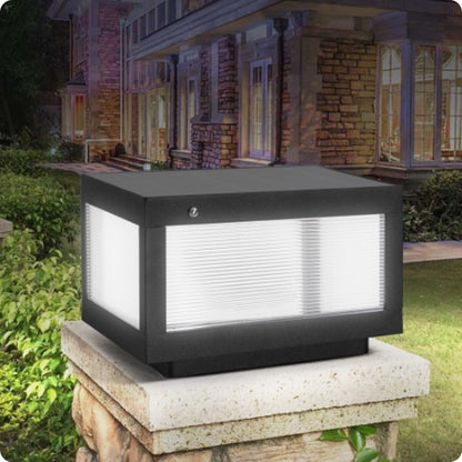 US Local 12 Black Solar Powered LED Post Cap Light, Modern Outdoor LED Fence Light For Pathways, Decks, And Patios  2-Pack