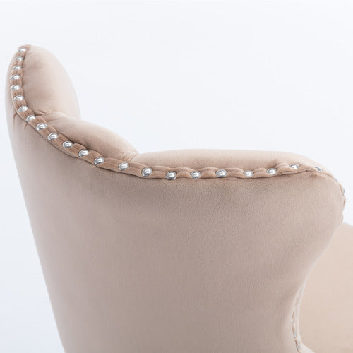 US Local Swivel Velvet Barstools Adjusatble Seat Height From 25-33 Inch Khaki,Set Of 2