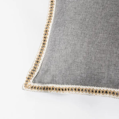 US Local A Set Of Two-piece Retro Linen Trimmed Pillowcases