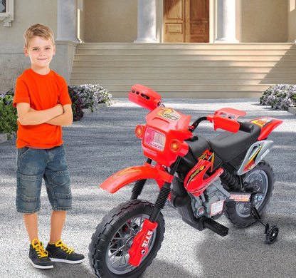 US Local Kids 6V Electric Ride-On Motorcycle With Training Wheels, Battery-Powered, Red