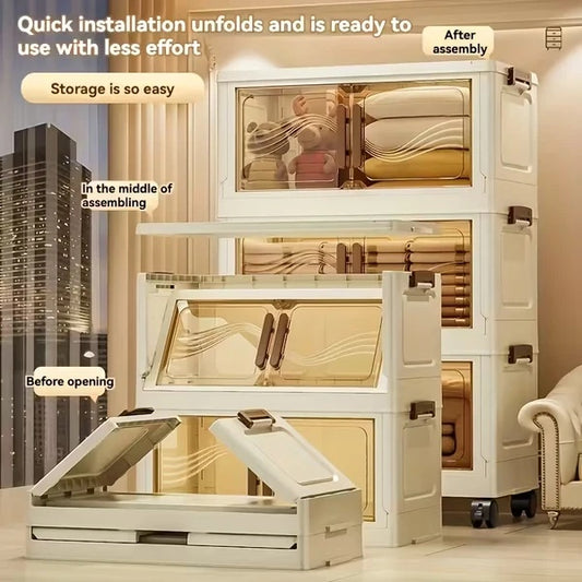 US Local Foldable Storage Cabinet-Dark -3 Layer, 2 Colors