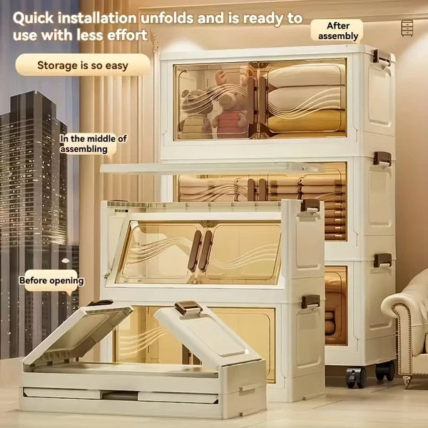 US Local Foldable Storage Cabinet-Dark -3 Layer, 2 Colors