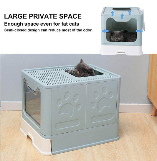 US Local Cat Litter Box Front Entry Enclosed Extra Large Litter Box With Litter Catching Lid And Scoop For Big Cats Kitty