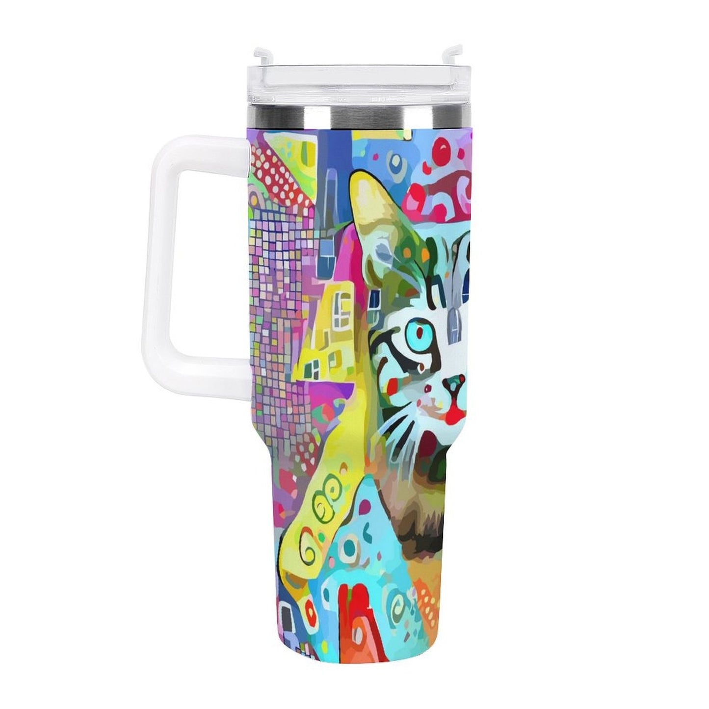 PHDT00522 POD US Local Tumbler 40oz Large Capacity Car Cup Cats, Abstract, Retro