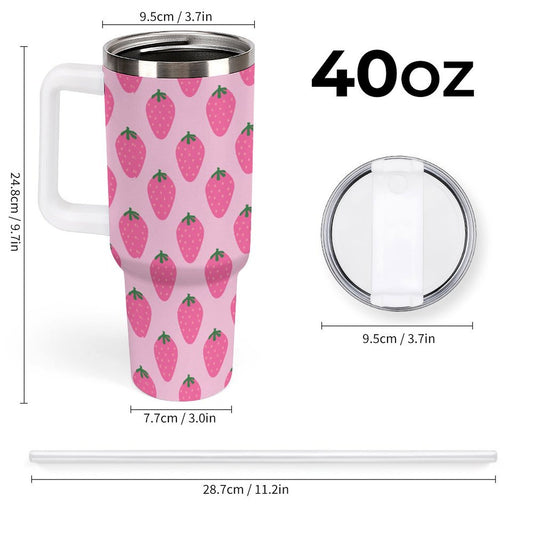 PHDT00494 POD US Local Tumbler 40oz Large Capacity Car Cup Pink, Strawberry