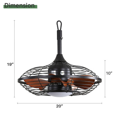 US Local 20 Inch Downrod Mount Ceiling Fan LED 18W 3CCT 5 ABS Blades DC Motor With Hanging And Hook For Outside Patios Pergola