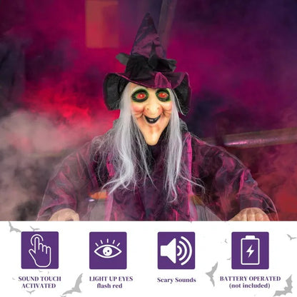 US Local 71in Life Size Hanging Witch Talking Halloween Everyday Decoration