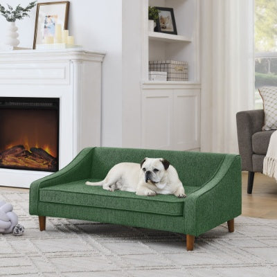 US Local Durable Elevated Dog Sofa Bed,Pet Sofa With Modern Irregular Armrest Design,Comfortable Soft Dog Sofa