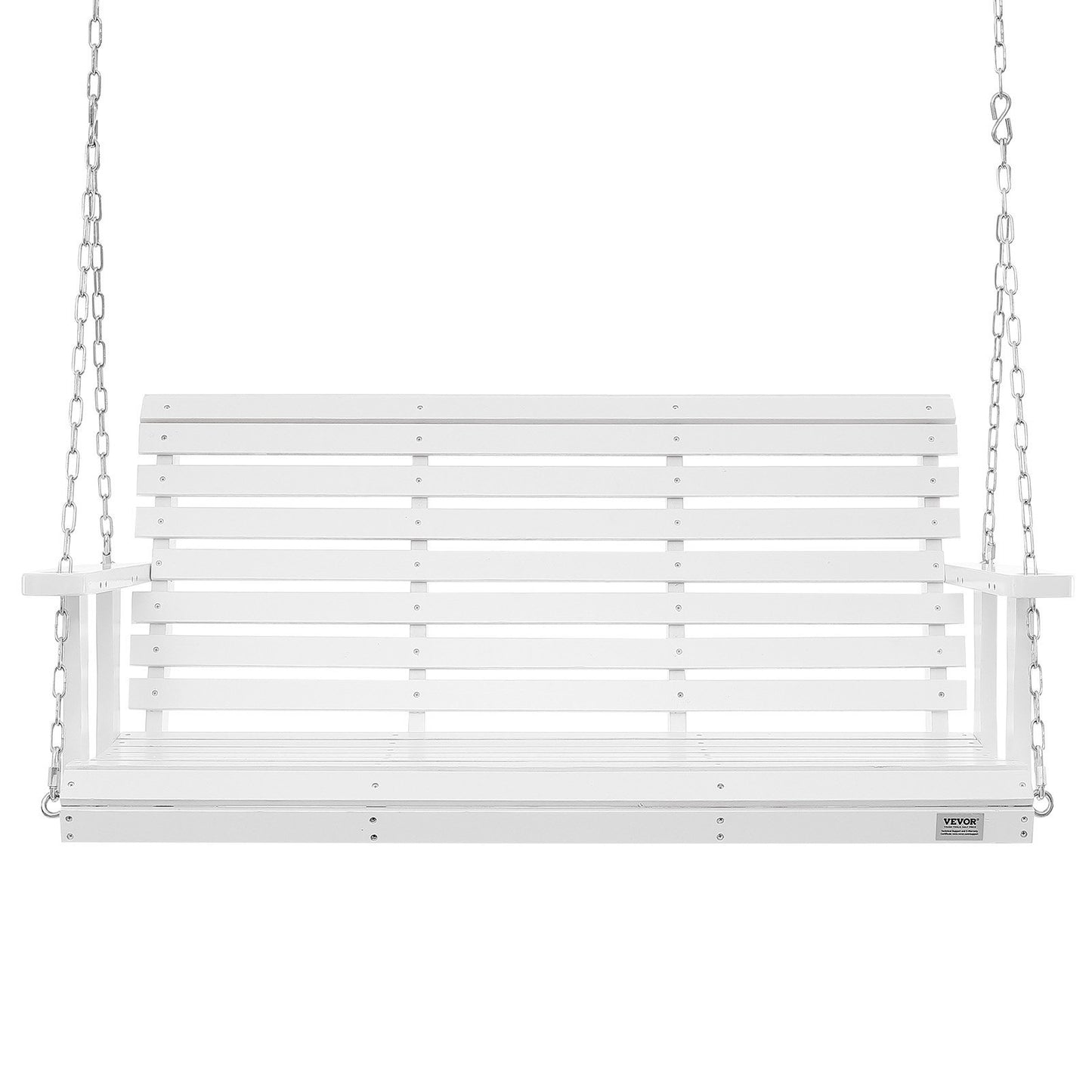 US Local VEVOR Wooden Porch Swing 4.5 Ft, Patio Bench Swing For Courtyard & Garden, Upgraded 880 Lbs Strong Load Capacity, Heavy Duty Swing Chair Bench With Hanging Chains For Outdoors, White