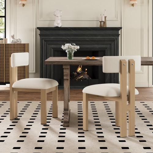 US Local Upholstered Armless Dining Chairs With Metal Legs  Set Of 2