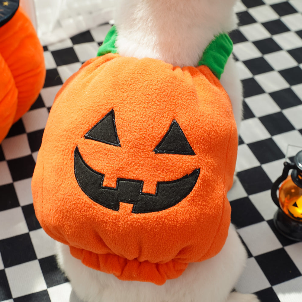 Halloween Pumpkin Vest For Dogs Cats Festive Pet Costume Harness
