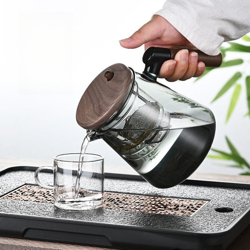 Borosilicate Glass Liner Walnut Tea Cup