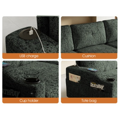 US Local Convertible Combination Sofa Sofa L Shaped Sofa With Footstools With Storage,Orange Sofa For Living Room, Living Room Bedroom Office Small Space 3 Seater Combination Sofa