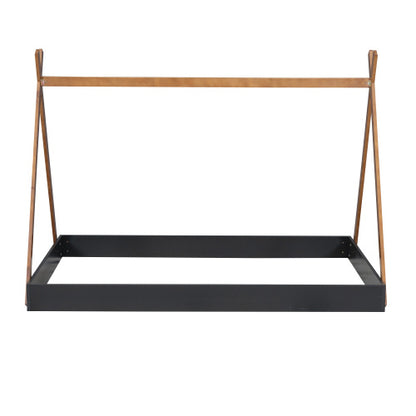 US Local Full Size Tent Floor Bed With Triangle Structure, Black Brown