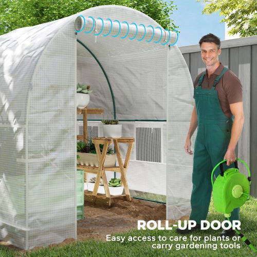 UK Local Outsunny 245 X 200cm Polytunnel Greenhouse - White