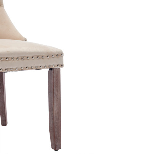 UK Local Modern Set Of 4 Upholstered Velvet Dining Chairs, Button Tufted Kitchen Lounge Chairs With Solid Wood Legs, Riveted Trim And Knocker Ring, For Dining Room Living Room,