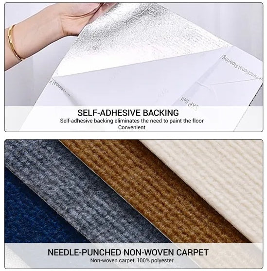 US Local Self Adhesive 12 Carpet Tiles Peel And Stick Floor Plank Mat Non-Slip