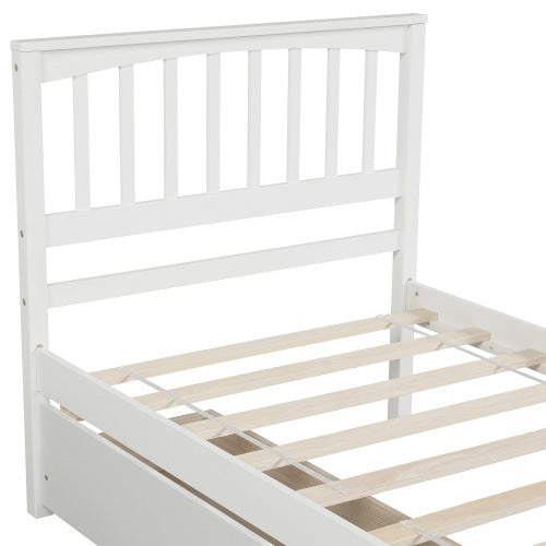 US Local Twin Size Platform Bed With Two Drawers, White