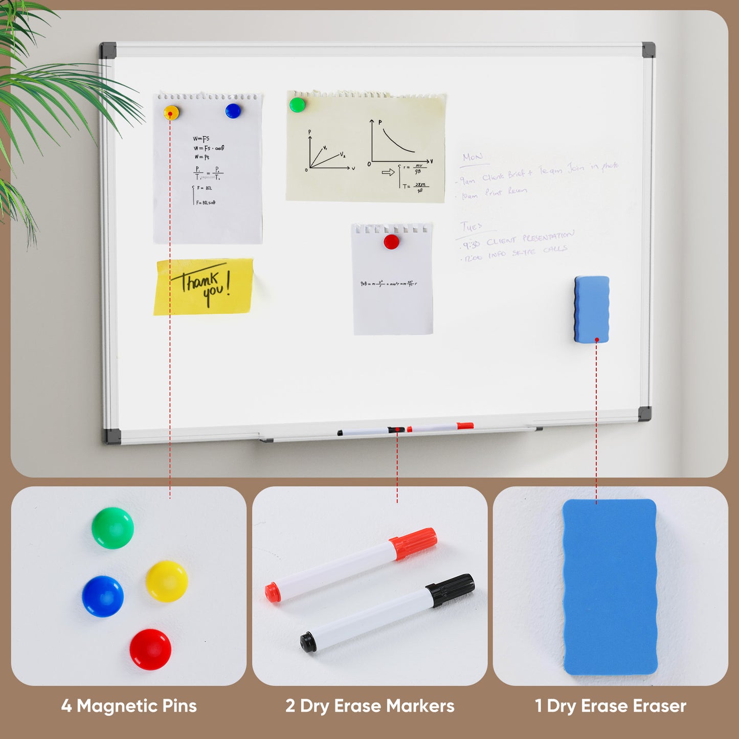 US Local Magnetic Dry Erase Board  36 X 24 Inches White Board For Home Office School,Sliver Reinforced Aluminum Frame