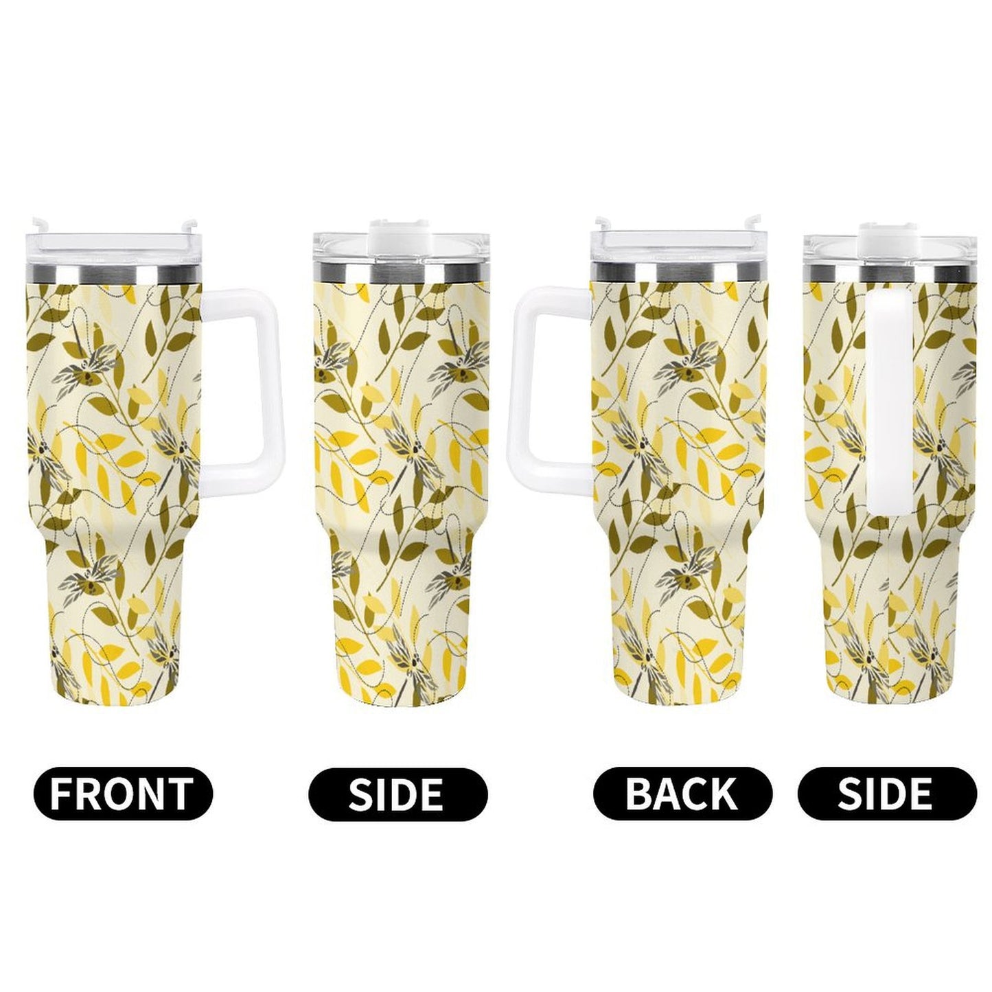 PHDT00190 POD US Local Tumbler 40 oz Large Capacity Car Cup Dragonflies, Prints, Leaves