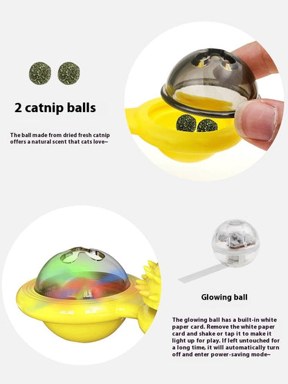 US Local Cat Entertainment Set- Interactive Rotating Disk, Feather Teasers, Tumbler, Windmill Toy - Keeps Cats Active & Engaged