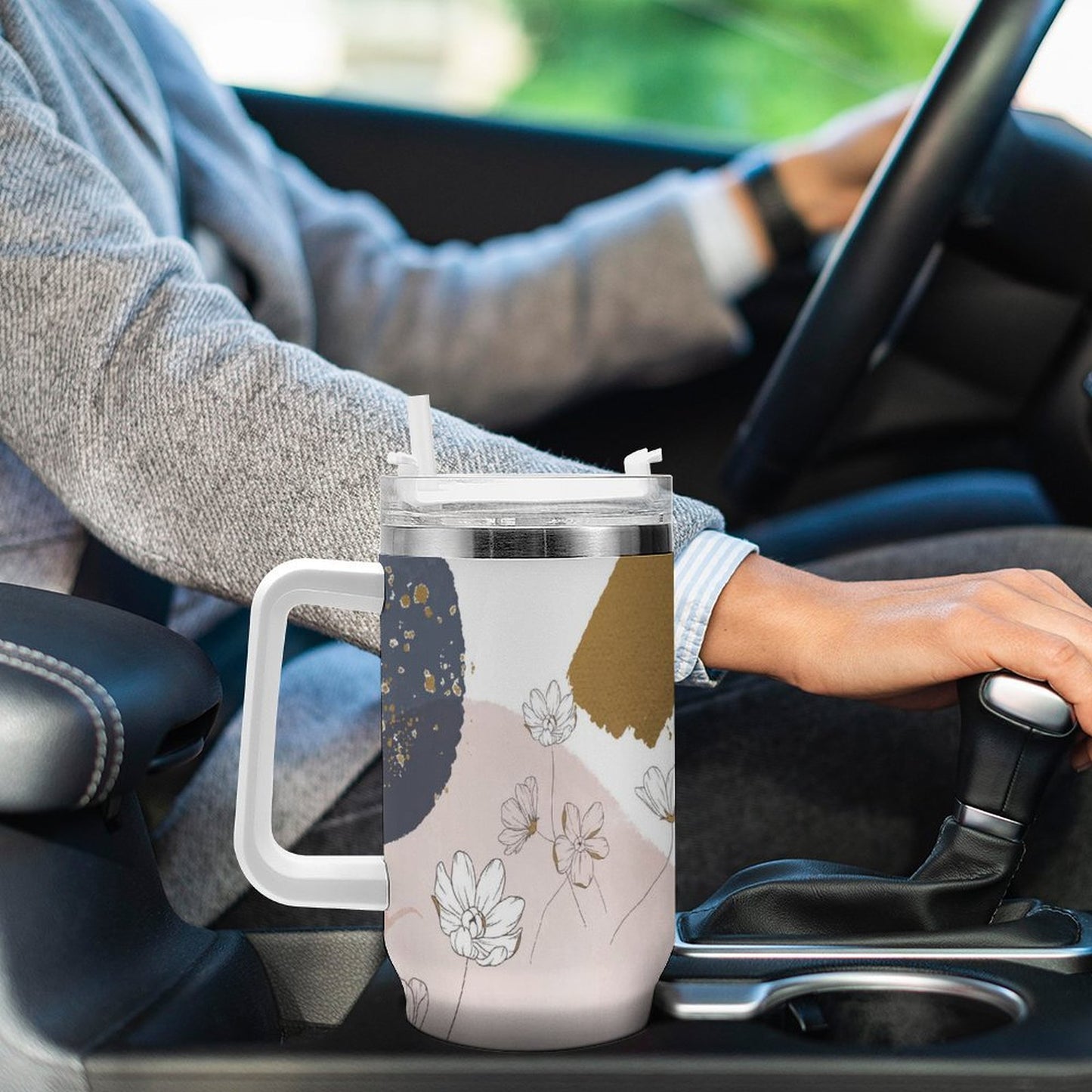 POD US Local Tumbler 40 oz Large Capacity Car Cup Flower