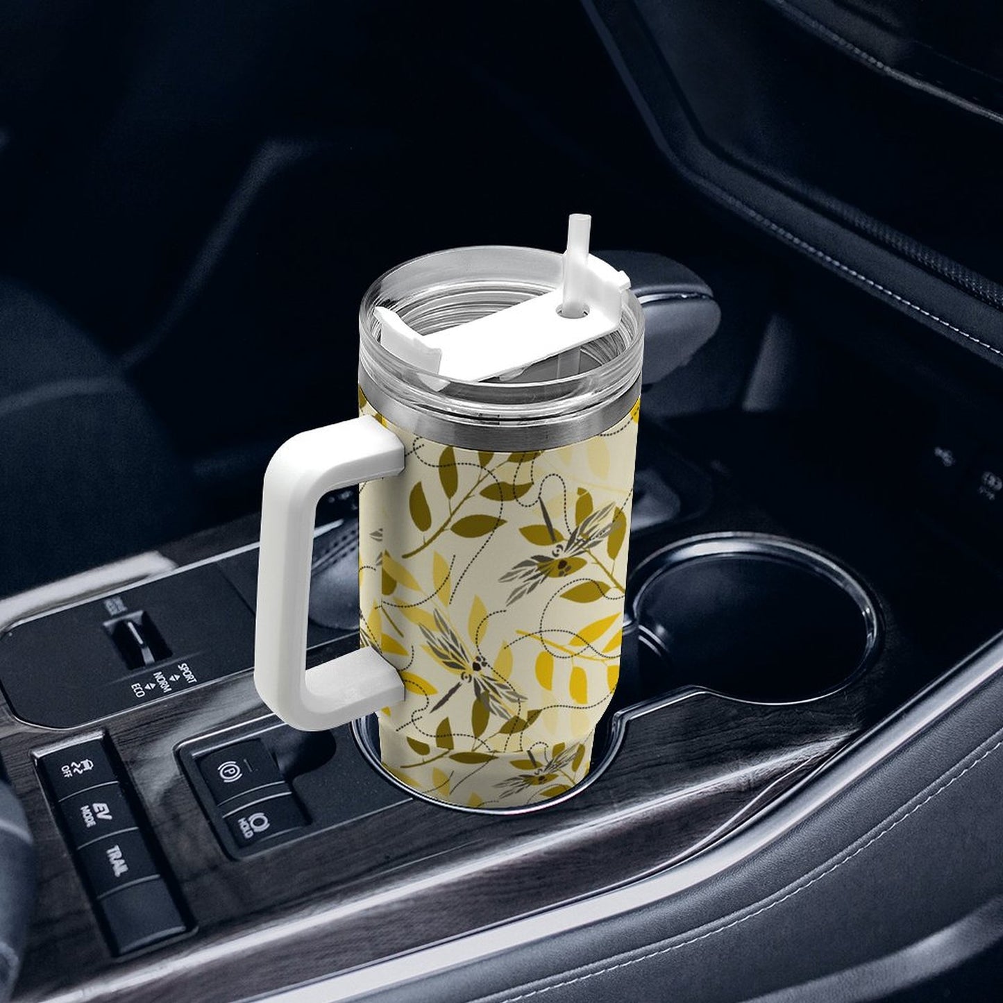 PHDT00190 POD US Local Tumbler 40 oz Large Capacity Car Cup Dragonflies, Prints, Leaves