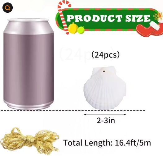 US Local Seashells For Crafting Christmas Ornaments 24pcs 2-3 Inch Hanging Sea Shells Natural White Scallop Shells For Crafts