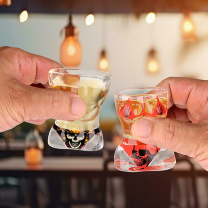 US Local 2 Pieces, Black Muscle Men's And Red Bikini Skull Style Glass Small Wine Glasses Bar Tools Christmas Gift, Halloween Gift, Birthday Gift, Company Party Gift, Universal Gift
