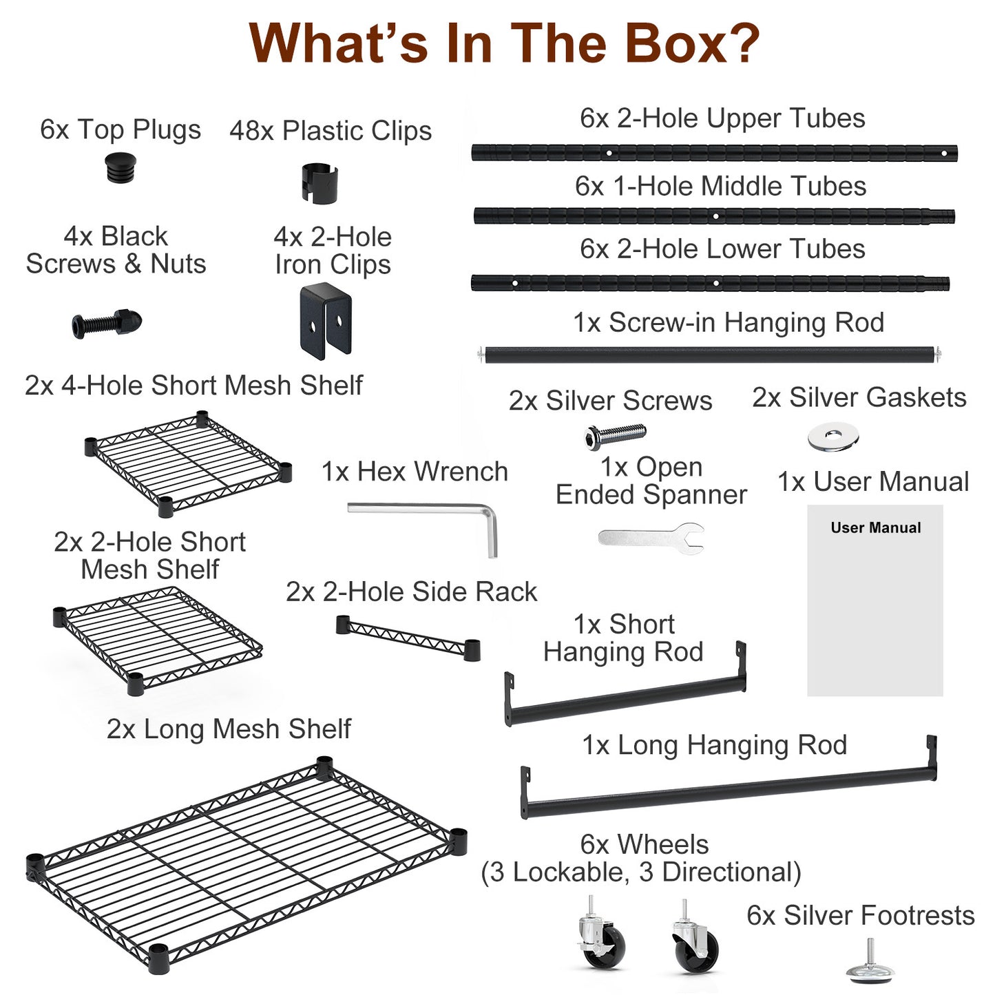 US Local 1Pc 4 Tier Heavy Duty Garment Rack With Wheels Carbon Steel Clothing Rack Portable Wardrobe Clothes Rack With 3 Hanging Rods 6 Footrests 44.9x17.13x77.95in