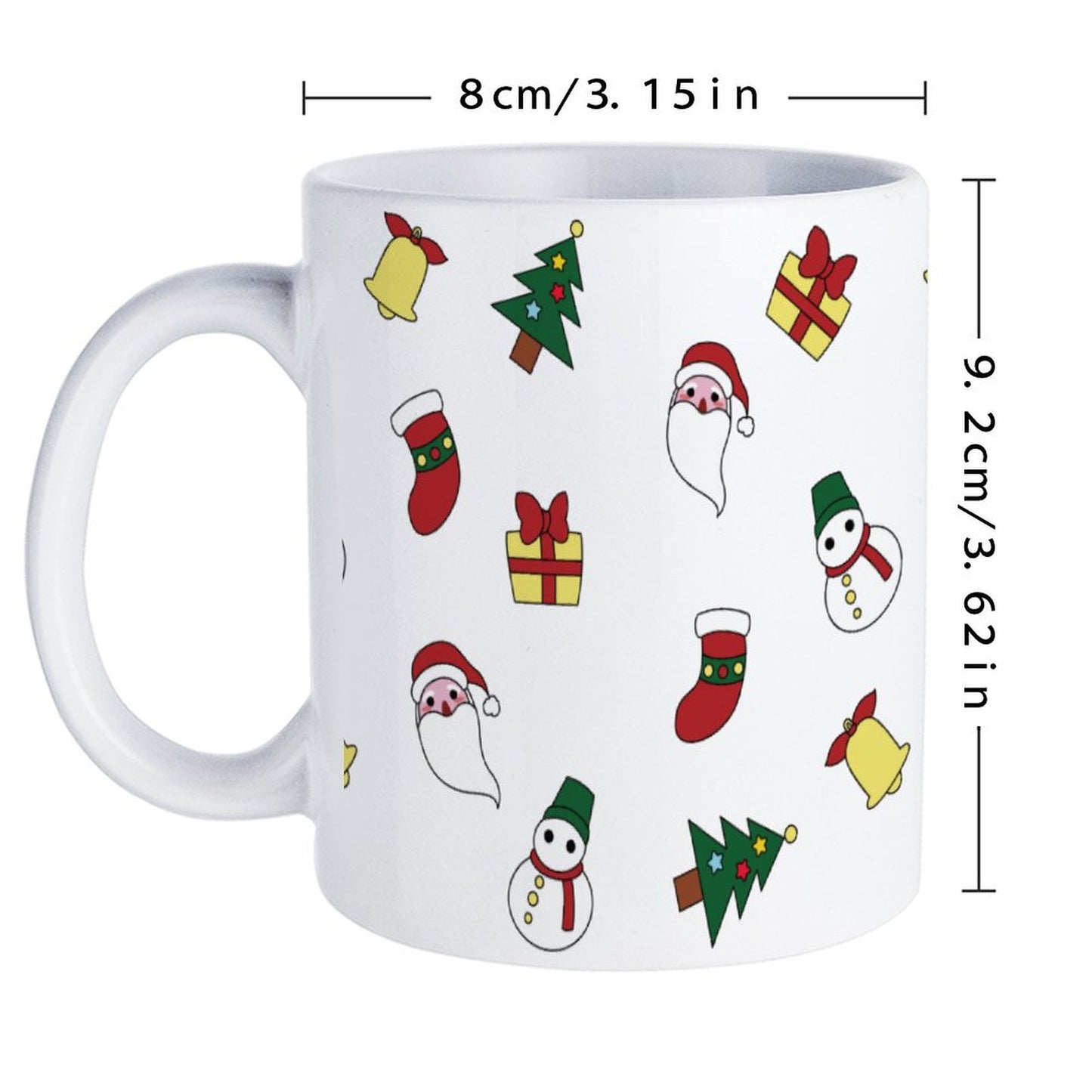 POD US Local White mug with full print, Christmas Santa Claus Trees Snowman 0064
