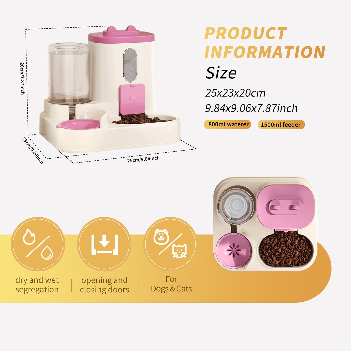 US Local Fully Automatic 2in1 Cat Food Dispenser - Integrated Water And Food Feeding System - Cute Water Dispenser
