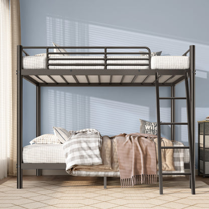 US Local Loft Bunk Bed Twin Over Twin Size With Ladder And Guardrail,Heavy Duty Metal Slats Support No Box Spring Needed Small Space Saving Furniture For Bedroom Dorm,Black