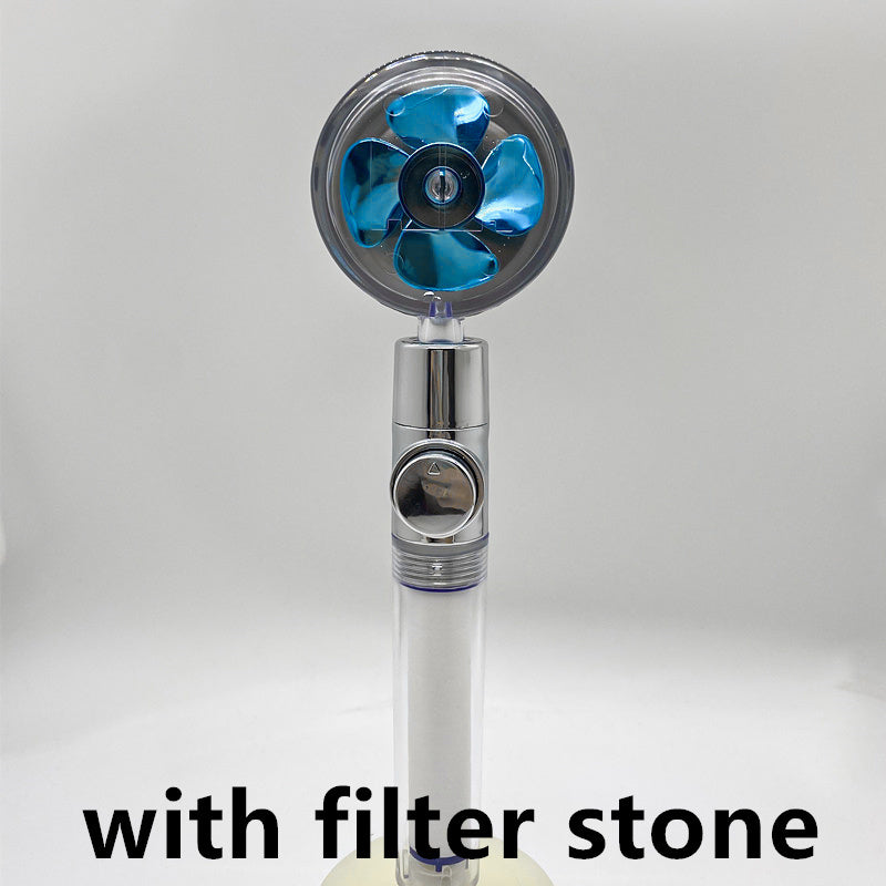 US Local Shower Head Water Saving Flow 360 Degrees Rotating With Small Fan ABS Rain High Pressure Spray Nozzle Bathroom Accessories