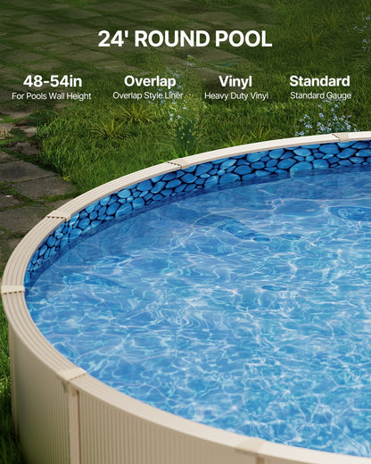 US Local Round Pool Liner 24ft Overlap Style Pool Liner 54in Wall Height Durable