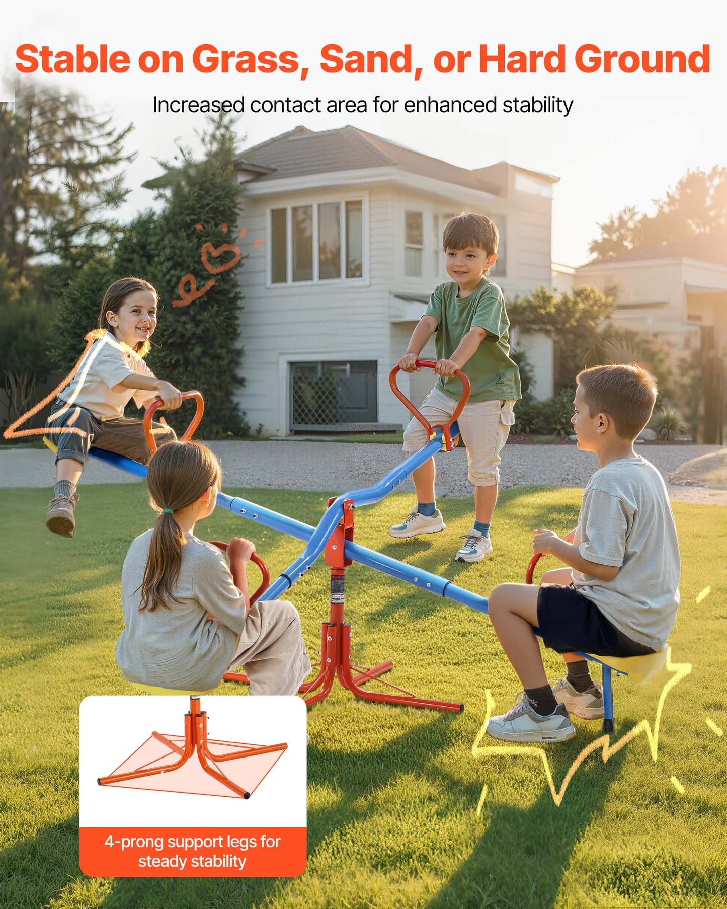 US Local 2-4 Kids Seesaw 110 Lbs Capacity 360 Degrees Rotating Teeter Totter Age 3+