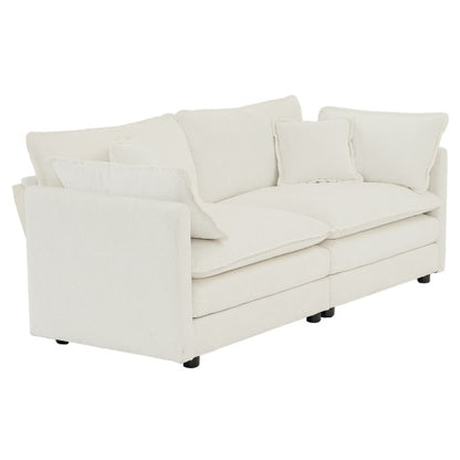 US Local Modern Fabric Double Sofa With 4 Pillows