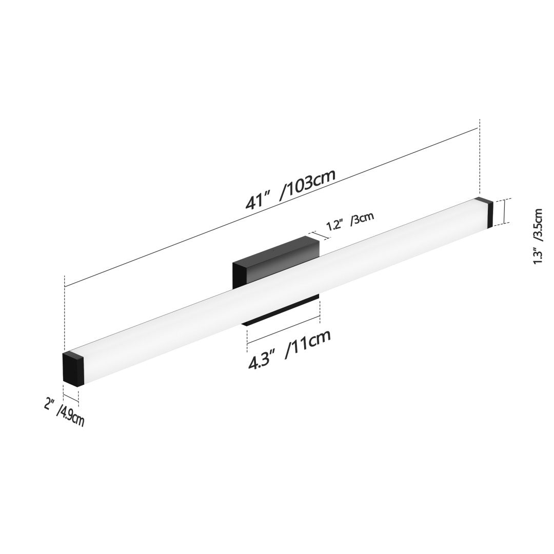 US Local Black Modern Bathroom Light Fixtures Over Mirror 41 Inch LED Vanity Lights Bar For Bath