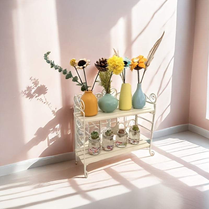 US Local Foldable Storage Rack, Metal, Wooden Storage Organizer, Suitable For Bedroom, Kitchen, Bathroom, Living Room, Garden Storage Shelf, White,Pink