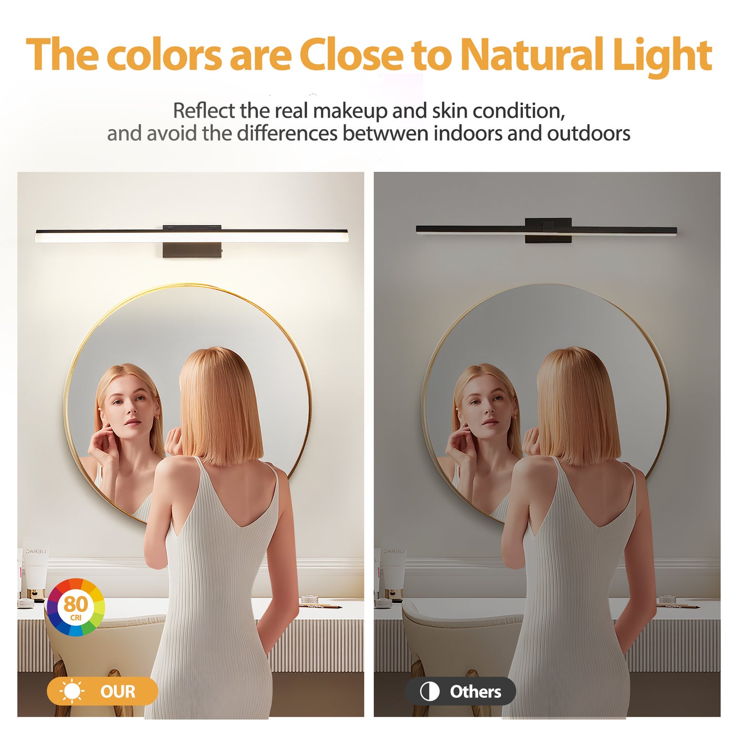 US Local 39 Inch Modern LED Bathroom Vanity Light -Sleek Black Metal Wall Light For Mirror, Dressing Room Or Sink Area