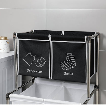 US Local 2 Tier Laundry Hamper Laundry Sorter With 4 Removable Bags For Organizing Clothes