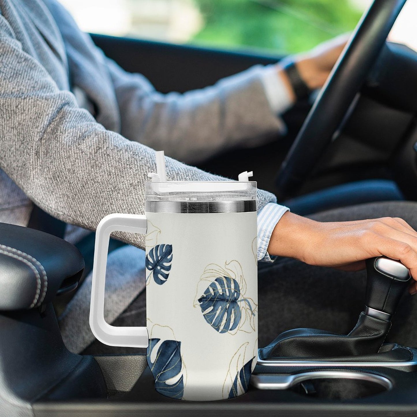 PHDT00030 POD US Local Tumbler 40 oz Large Capacity Car Cup Leaves, Phnom Penh