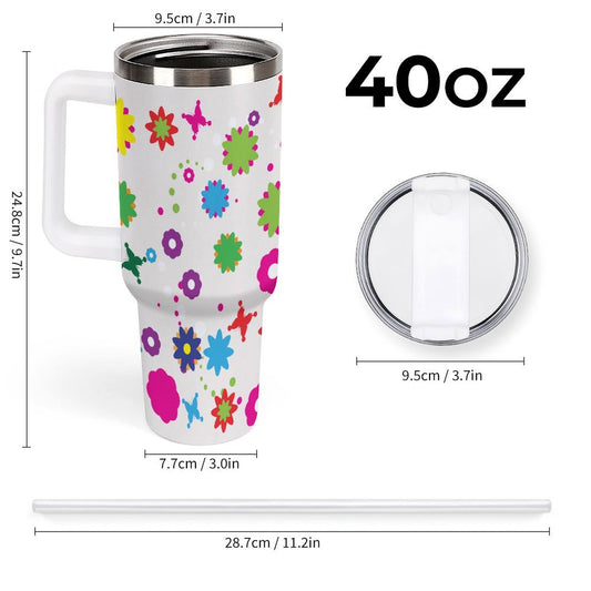 PHDT00498 POD US Local Tumbler 40oz Large Capacity Car Cup Texture, Flower