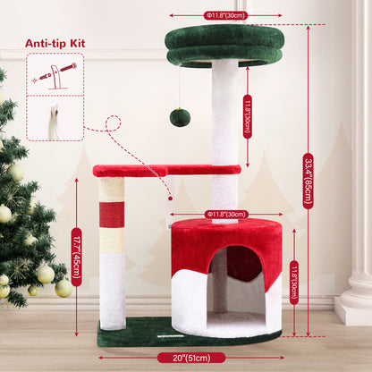 US Local 33 Inch Christmas Style Cat Climbing Frame