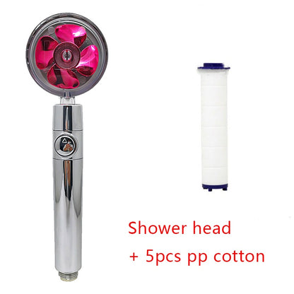 US Local Shower Head Water Saving Flow 360 Degrees Rotating With Small Fan ABS Rain High Pressure Spray Nozzle Bathroom Accessories