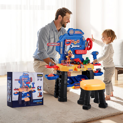 US Local Kids Workbench 181 Pcs Tool Bench With Realistic Tools And Electric Drill
